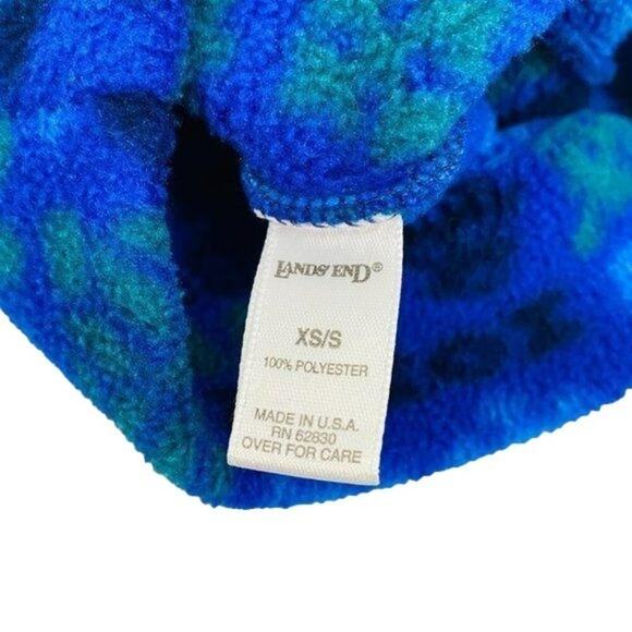 Lands End Fleece Hat Green Blue Bear Snowflake Unisex Kids XS/S - Picture 6 of 7